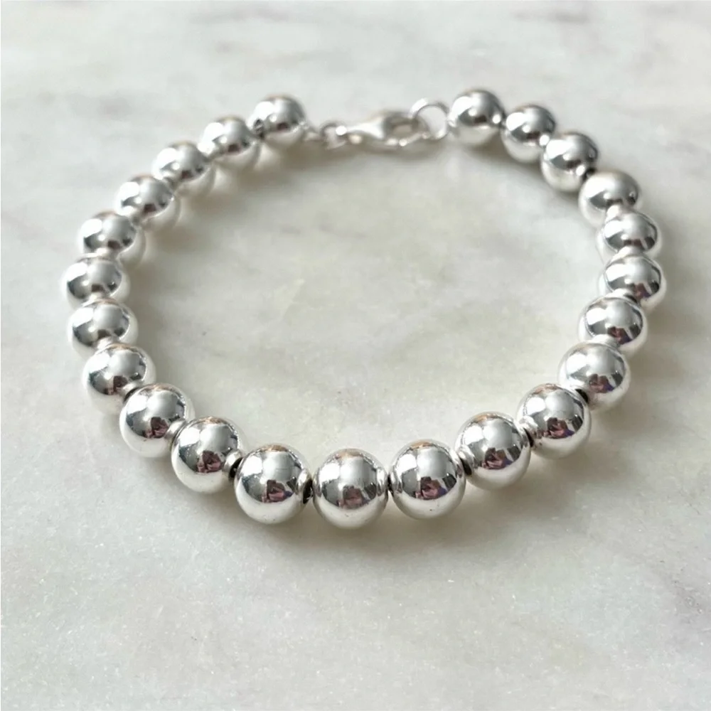 Vintage Sterling Silver Round Bead Bracelet - Picture 6 of 6